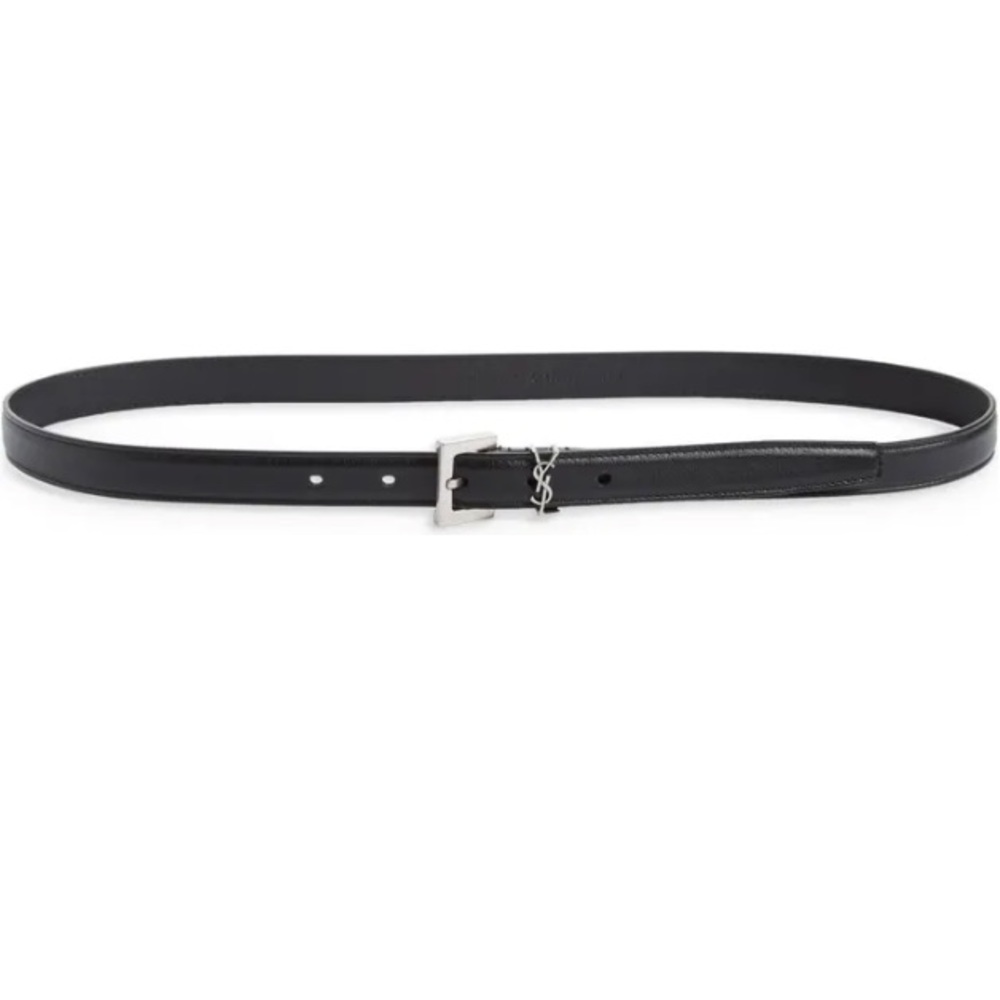 YSL Cassandre Thin Belt with square buckle in grained leather (sold out) size 75